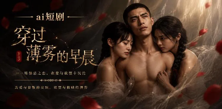 穿过薄雾的早晨 神秘女子相遇 ai短剧 少年心动邂逅 清晨暧昧缠绵故事 海报